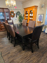 Load image into Gallery viewer, 72" L + 2- 24" ( Leaves 44" ) 120" Tommy Bahama Kingstown Distressed Dining Table , 6 Chairs