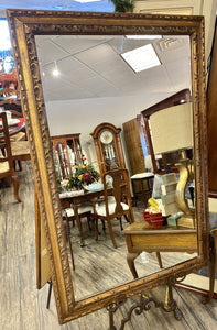 54.5" x 36.25" Wooden Frame w Distress Gold Finish Beveled Mirror