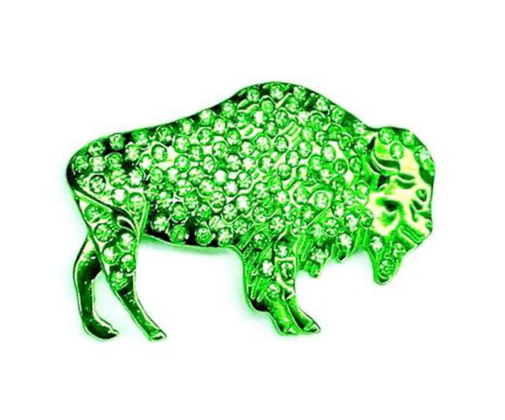 Kae & Cami Magnetic Green Crystal Rhinestone Buffalo Pin