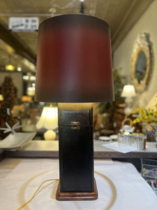 30" Wine Box Base Table Lamp w/ Red Shade