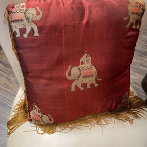 14" x 14" Elephant Fringed Pillow
