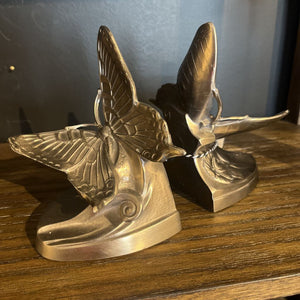 5.5" MCM Pewter Butterfly Bookends