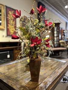 38" Metal Vase w/ Floral Arrangement
