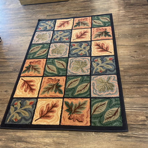 4' x 6' Blue Leaf Area Rug