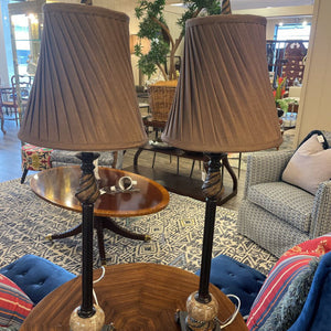 Pair of 33" 3 WAY Buffet Lamps w/ Pleated Shades
