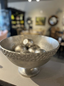 14" Metal Bowl w/ Decorative Orbs