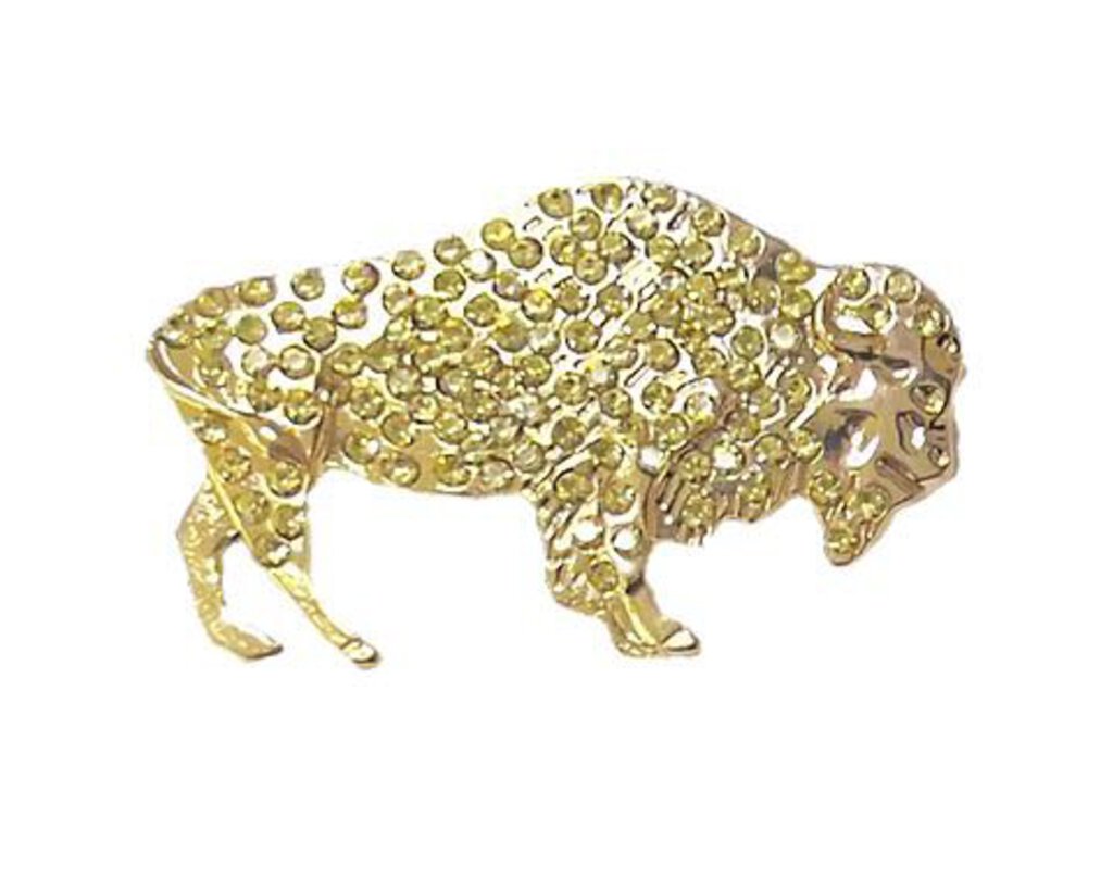 Kae & Cami Magnetic Crystal GOLD Rhinestone Buffalo Pin