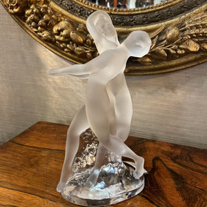 10"H Lalique Frosted Crystal 'Two Dancers'