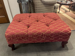 40"W x 30"D x 16"H Red Upholstered Ottoman with Wooden Legs