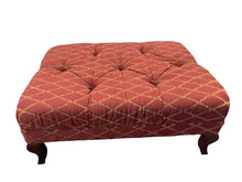 Load image into Gallery viewer, 40&quot;W x 30&quot;D x 16&quot;H Red Upholstered Ottoman with Wooden Legs
