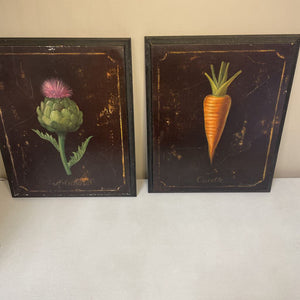 Set of 2 -12.5" x 10.5" Fabrice de Villeneuve Fruits & Vegetables Wall Art