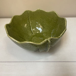 10" Green Pottery Bowl