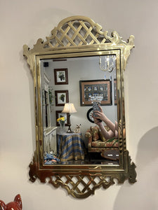 36" x 21.5" Hollywood Regency Brass Beveled Mirror