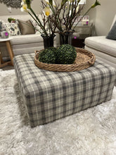 Load image into Gallery viewer, 36&quot;Sq. Plaid Ottoman ( As Is)
