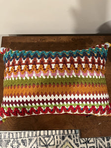 12" x 8" Pier 1 Red & Rainbow Pillow