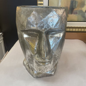 12.5" Silver Urban Men's Head Plant/Flower Pot