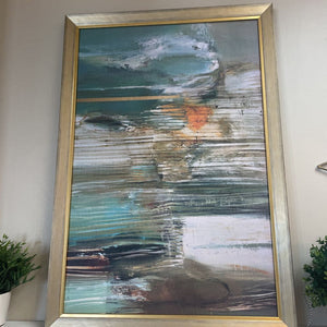 38.5" x 26.5 Abstract Gold Framed Art