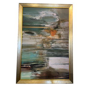 38.5" x 26.5 Abstract Gold Framed Art