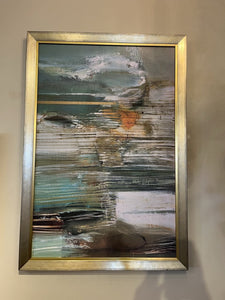 38.5" x 26.5 Abstract Gold Framed Art