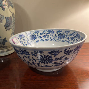 10" Blue & White Floral Bowl