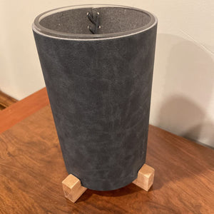 9" Charcoal Leather Covered Vase