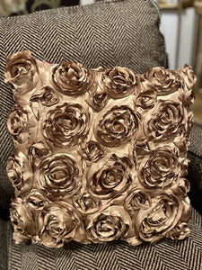 18" Gold Rosette Pillow