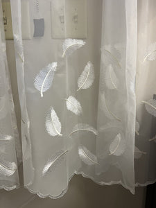 84"L x 40"W Pair Of Sheer Feather Drapes With Scallop Edge