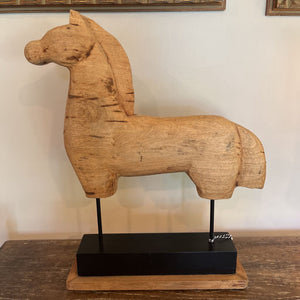 21" H x 20"W Hand Carved Wooden Horse Bust