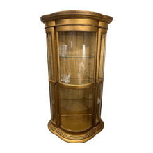 Load image into Gallery viewer, 70&quot; H x 41&quot; W x 17.5&quot; D Gold Rounded Glass Cabinet
