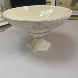 11.5" x 7"5" H Ivory Ceramic Pedestal Bowl