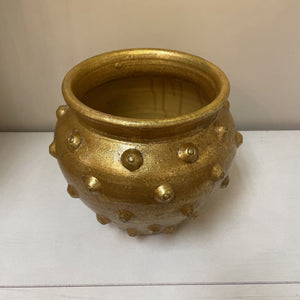 9" Gold Hobnail Cachet Pot