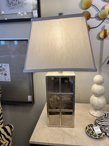 29" Square Mirrored Base Lamp w/ Square Shade