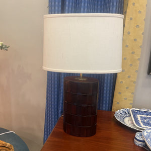 24.5" Vintage Leather Woven Lamp