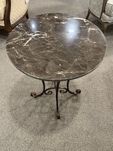 Load image into Gallery viewer, 26&quot;H x 20&quot;D Marble Top Accent Table w/ Wrought Iron Legs
