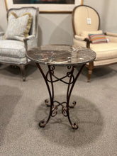 Load image into Gallery viewer, 26&quot;H x 20&quot;D Marble Top Accent Table w/ Wrought Iron Legs
