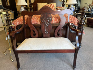 42"W x 42"H x 18"D Carved Mahogany Entryway Bench