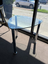 Load image into Gallery viewer, 26&quot;W x 25.5&quot;D x 24&#39;H Glass &amp; Chrome End Table
