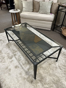 48"W x 24"D x 18"H Glass & Slate Stone Coffee Table