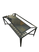 Load image into Gallery viewer, 48&quot;W x 24&quot;D x 18&quot;H Glass &amp; Slate Stone Coffee Table
