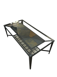 48"W x 24"D x 18"H Glass & Slate Stone Coffee Table