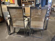 Load image into Gallery viewer, 71.5&quot;L x 38&quot;D x 29&quot;H Milo Baughman Highback Cane Arm Chairs Set of 4 w/ Chrome &amp; Glass Table (retails for $8000-$10,000)
