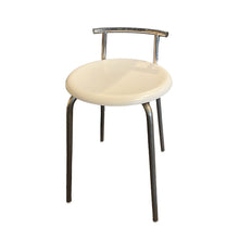 Load image into Gallery viewer, 23&quot;H x 14&quot;Dia Retro White &amp; Chrome Stool
