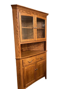 83"H x 45"W 26"D Keystone Oak Amish Shaker Corner Hutch (2 Available)