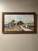 Load image into Gallery viewer, 23&quot; x 14&quot; &quot;Covered Bridge Early Spring&quot; Watercolor By James Pace
