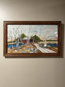 23" x 14" "Covered Bridge Early Spring" Watercolor By James Pace