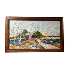 Load image into Gallery viewer, 23&quot; x 14&quot; &quot;Covered Bridge Early Spring&quot; Watercolor By James Pace
