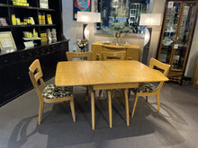 Load image into Gallery viewer, 57.5&quot;L x 228&quot;H x 40&quot;D Haywood Wakefield MCM Dining Table w/ 4 Chairs
