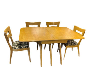 57.5"L x 228"H x 40"D Haywood Wakefield MCM Dining Table w/ 4 Chairs