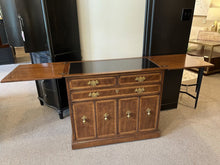 Load image into Gallery viewer, 36&quot;W x 31.5&quot;H x 18&quot;D Henredon Georgian Mahogany Flip Top Rolling Buffet Server
