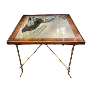 26" x 26" x 21" H Mirrored John Richards Bamboo Look Side Table